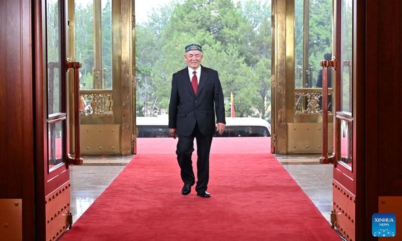 Uhas Sulayman, recipient of the July 1 Medal, enters the Great Hall of the People in Beijing, capital of China, July 1, 2026. A gathering in celebration of the 105th founding anniversary of the Communist Party of China (CPC) started at the Great Hall of the People on Wednesday morning in central Beijing. (Xinhua/Yin Bogu)
