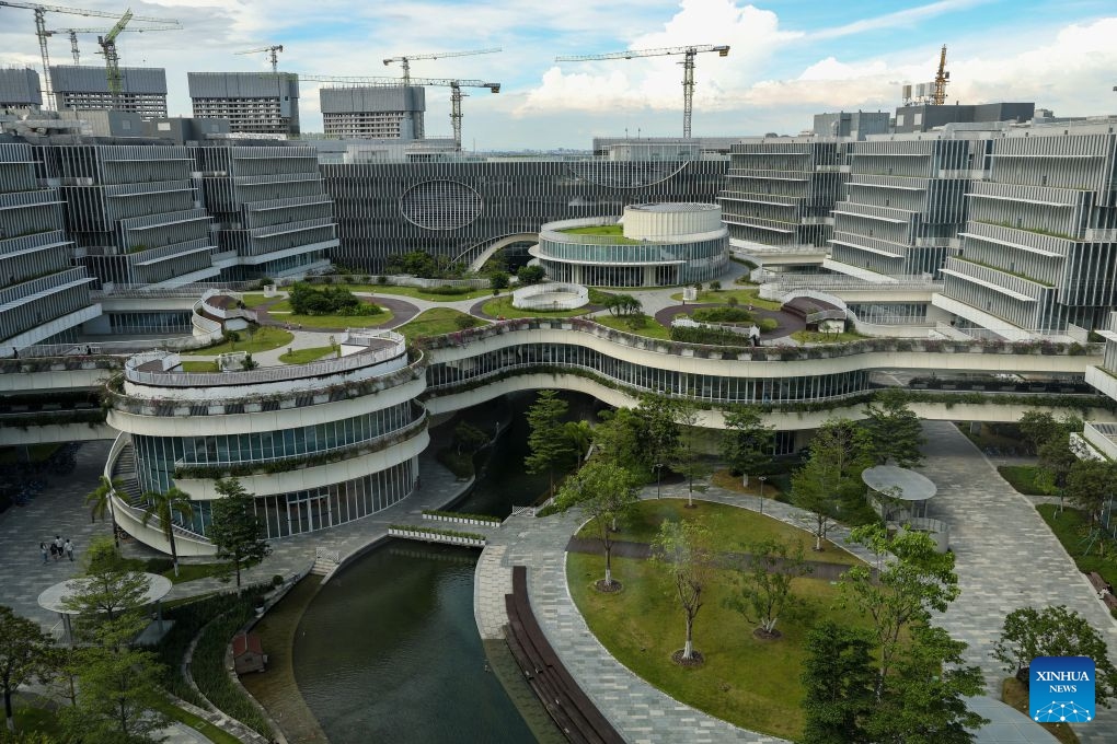 This photo taken on June 30, 2026 shows a view of the Hong Kong University of Science and Technology (Guangzhou) in Guangzhou, south China's Guangdong Province. Hong Kong University of Science and Technology (Guangzhou), which opened in 2022, has adopted an innovative academic structure featuring Hubs and Thrusts instead of traditional schools and departments, aiming to foster an interdisciplinary education model and advance emerging disciplines. (Photo: Xinhua)