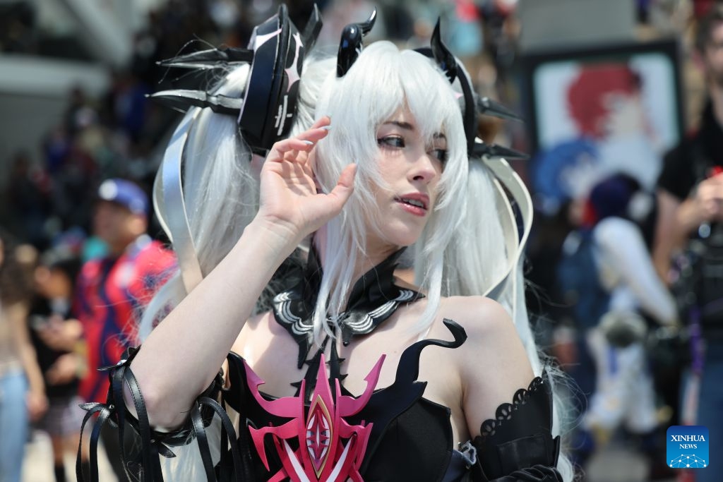 An anime fan poses for photos during the Anime Expo 2026 at the Los Angeles Convention Center in Los Angeles, the United States, on July 2, 2026. The four-day event was launched here on Thursday and will run until July 5. (Photo: Xinhua)