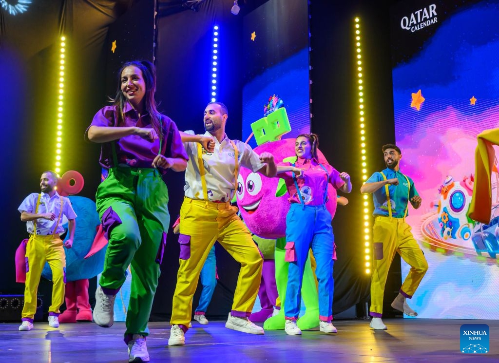 People perform during the Qatar Toy Festival 2026 at Doha Exhibition and Convention Center (DECC) in Doha, Qatar, July 1, 2026. The festival opened here on Wednesday, and will run until July 31. (Photo: Xinhua)