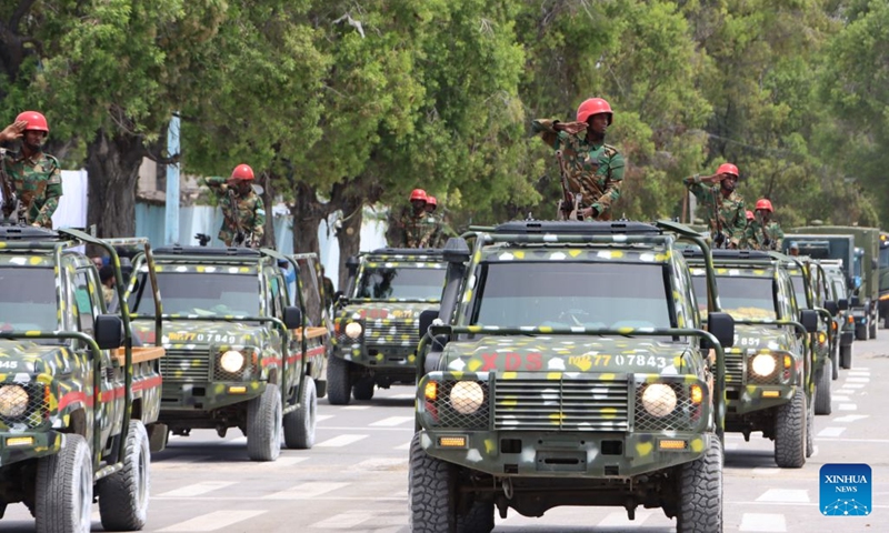 Soldiers attend celebrations marking the 66th anniversary of Somalia's independence in Mogadishu, Somalia, July 1, 2026. (Photo: Xinhua)