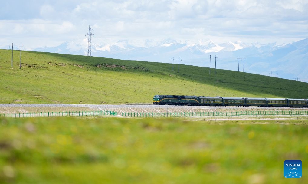 A train runs in Damxung County of Lhasa, southwest China's Xizang Autonomous Region, June 21, 2026. (Photo: Xinhua)