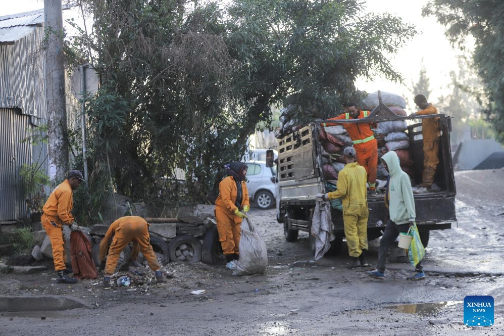 People take part in the annual summer cleanup campaign in Addis Ababa, the capital of Ethiopia, July 1, 2026. (Photo: Xinhua)