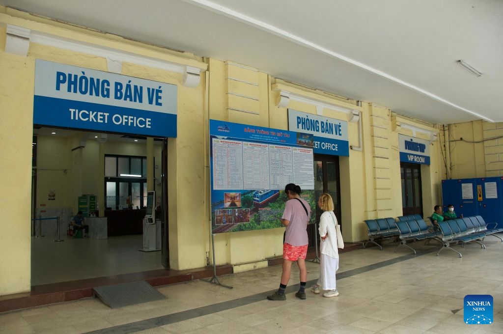 This photo taken on July 1, 2026 shows the ticket office of Hanoi Station in Hanoi, Vietnam. Vietnam's railway operator will cut fares by 10 percent on North-South passenger trains from Wednesday through Aug. 16, passing on savings from falling domestic fuel prices, the Vietnam News Agency reported Wednesday. (Photo: Xinhua)