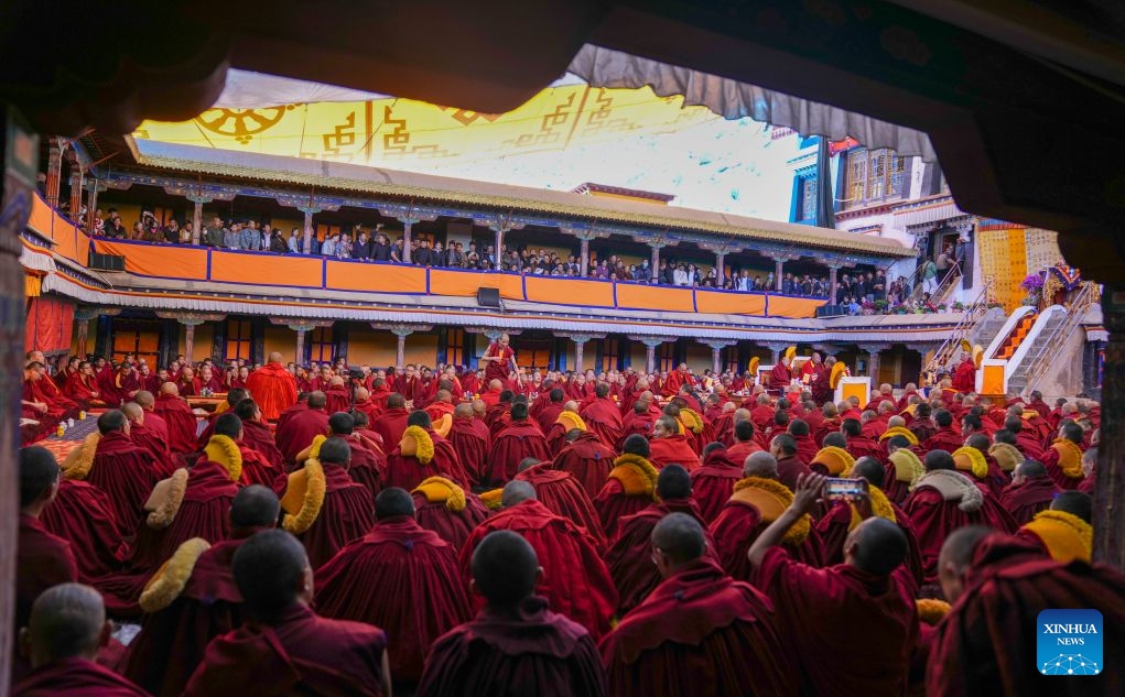 A preliminary examination for the Geshe Lharampa is held at the Drepung Monastery in Lhasa, southwest China's Xizang Autonomous Region, July 2, 2026.

A total of 13 monks from multiple monasteries are in the process of completing a preliminary examination for the Geshe Lharampa, the highest academic degree in the exoteric teachings of the Gelug school of Tibetan Buddhism.

Geshe Lharampa, which means intellectual in the Tibetan language, is the equivalent of a doctoral degree in modern education. (Xinhua/Jigme Dorje)