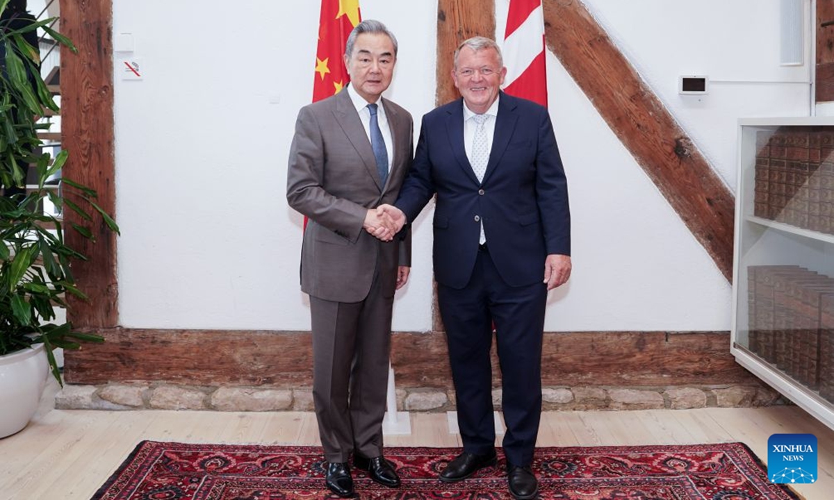 Chinese Foreign Minister Wang Yi, also a member of the Political Bureau of the Communist Party of China Central Committee, holds talks with Danish Foreign Minister Lars Lokke Rasmussen in Copenhagen, Denmark, on July 2, 2026. (Xinhua/Peng Ziyang)