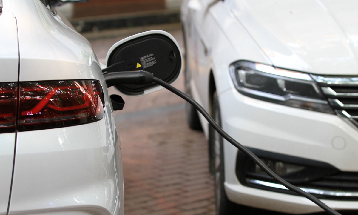 New-energy vehicles charge at a charging station in Huai'an, East China's Jiangsu Province on June 24, 2026. Photo: VCG
