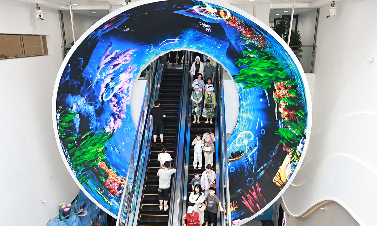 An expressway service station in Rizhao, East China's Shandong Province, is transformed into an ocean-themed attraction on July 2, 2026, offering passing travelers a chance to enjoy the coastal charm along their journey. Photo: VCG