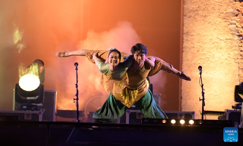 Chinese artists perform during the 55th National Festival of Popular Arts in Marrakech, Morocco, July 4, 2026.
Held from July 2 to 6, the festival brought together folk art troupes from around the world, serving as an important platform for multicultural exchange and dialogue. China's Fujian Province sent an artistic delegation to the event, showcasing traditional Chinese folk arts. (Photo by Aissa/Xinhua)