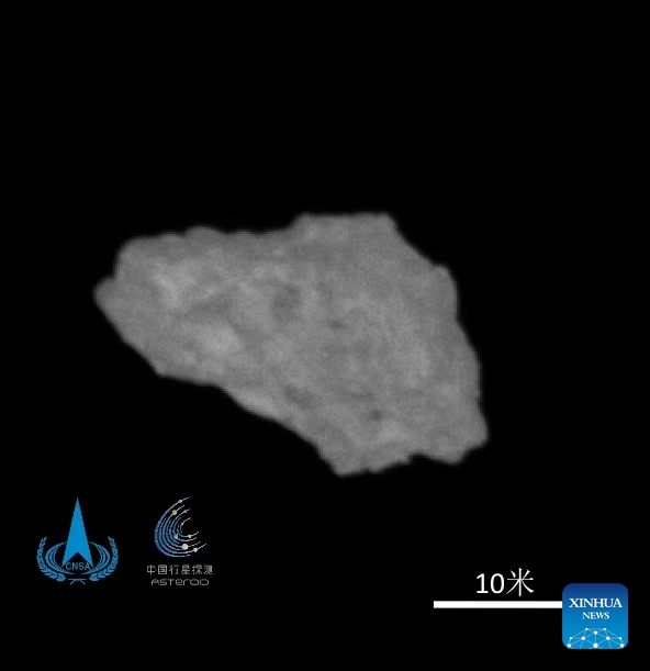 This photo unveiled by the China National Space Administration (CNSA) shows an imagery of asteroid 2016HO3 taken by Tianwen-2 probe from a distance of about 20 kilometers on July 2, 2026. (CNSA/Handout via Xinhua)

