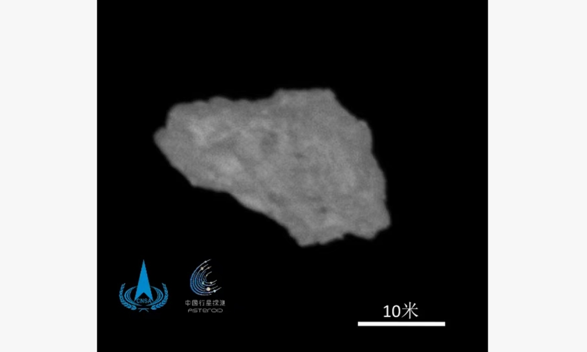 An image of asteroid 2016 HO3 taken by China's Tianwen-2 probe from approximately 20 kilometers away on July 2, 2026. Photo: Courtesy of CNSA