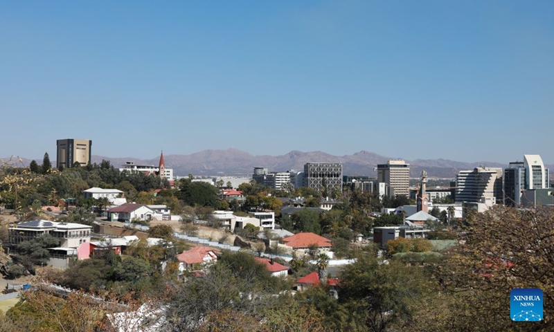 This photo taken on July 4, 2026 shows a city view of Windhoek, capital of Namibia. (Xinhua/Lin Jing)


