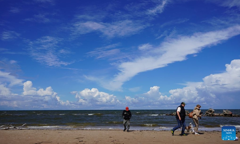 This photo taken on July 4, 2026 shows the scenery of Kolkasrags in Courland Peninsula, Latvia. Located at the northern tip of the Courland Peninsula, Kolkasrags marks the meeting point of the Baltic Sea and the Gulf of Riga. (Xinhua/Chen Yufen)