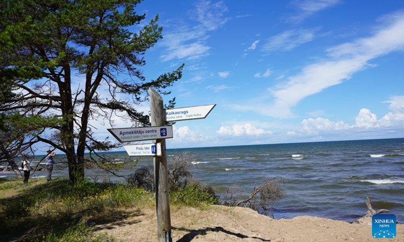 This photo taken on July 4, 2026 shows the scenery of Kolkasrags in Courland Peninsula, Latvia. Located at the northern tip of the Courland Peninsula, Kolkasrags marks the meeting point of the Baltic Sea and the Gulf of Riga. (Xinhua/Chen Yufen)