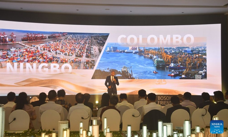 A guest speaks at a themed dialogue with China's eastern city of Ningbo during the cultural exchange event Encounter and Enlighten in Colombo, Sri Lanka, July 4, 2026. The cultural exchange event Encounter and Enlighten recently arrived in Colombo, Sri Lanka, featuring a themed dialogue with China's eastern city of Ningbo.(Photo by Ajith Perera/Xinhua)