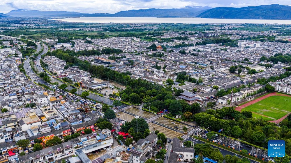An aerial drone photo taken on July 4, 2026 shows a view of the ancient town of Dali along the Yunnan-Xizang Highway in southwest China's Yunnan Province. Fifty years ago on this day, the Yunnan-Xizang Highway, a vital trunk road in China's southwestern border regions, was fully completed and opened to traffic. (Photo: Xinhua)