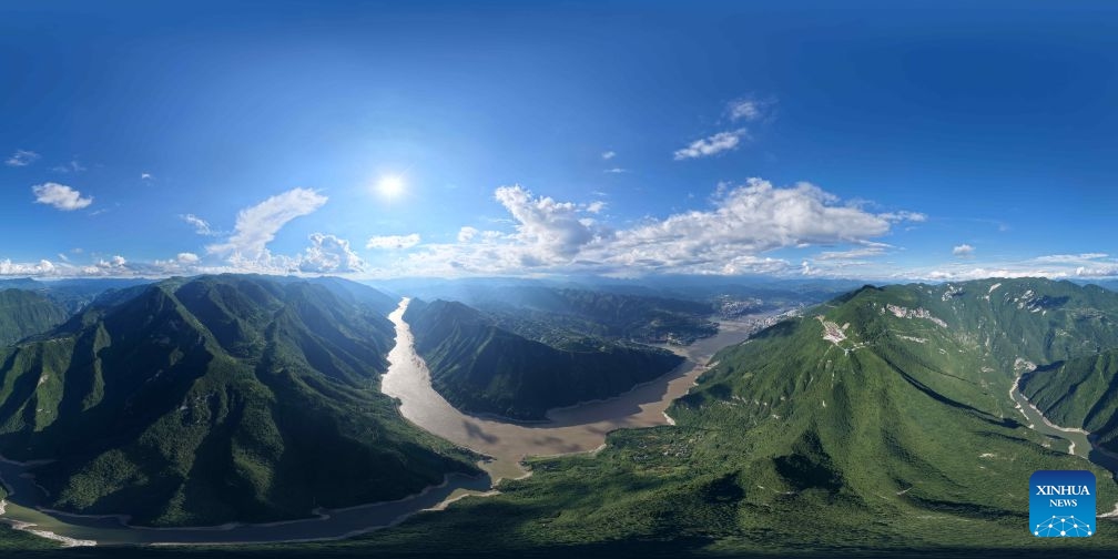 This aerial panorama photo taken on July 6, 2026 shows a view of Wuxiakou scenic area in Badong County, central China's Hubei Province. (Photo: Xinhua)