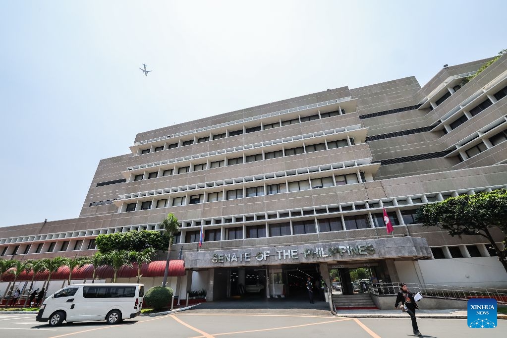 This photo taken on July 6, 2026 shows the building of the Senate of the Philippines in Pasay City, the Philippines. The Philippine Senate on Monday commenced the impeachment trial against Vice President Sara Duterte. On May 11, the House of Representatives of the Philippines secured the required number of votes to impeach Sara Duterte. The Philippine Senate convened as an impeachment court on May 18, and the court held a pre-trial conference for the impeachment case in June. (Photo: Xinhua)