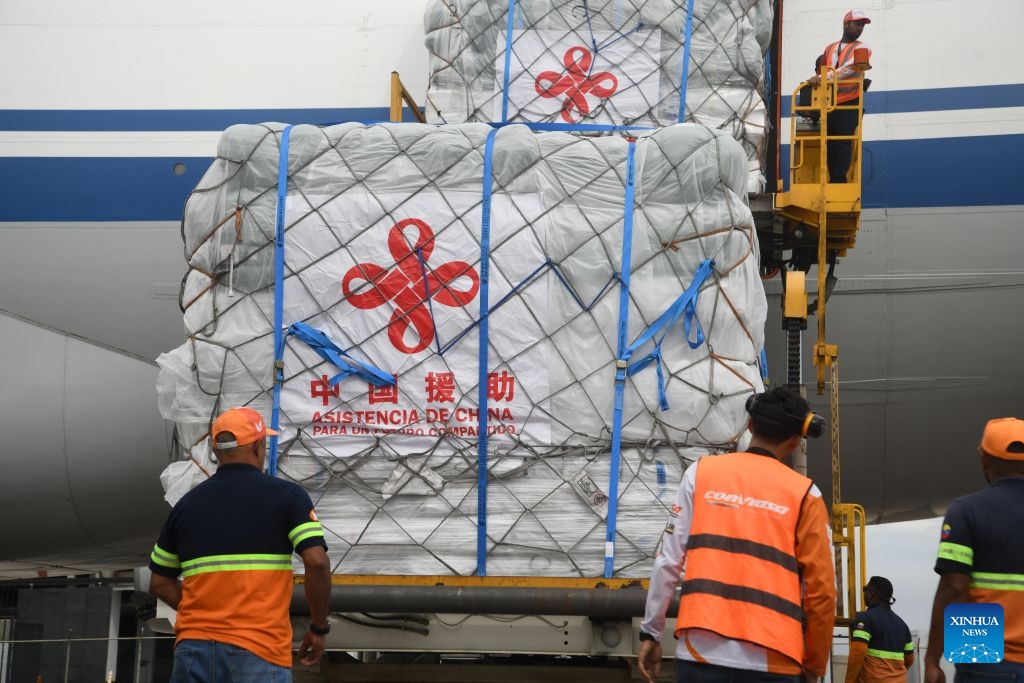 The first batch of emergency humanitarian relief supplies provided by the Chinese government to Venezuela arrives at Simon Bolivar International Airport in Maiquetia, near the Venezuelan capital Caracas, July 6, 2026. On the night of June 24, Venezuela was hit by its strongest earthquakes in more than a century, with two powerful quakes above magnitude 7 striking within one minute. The quakes have so far killed 3,342 people and injured 16,740. (Photo: Xinhua)