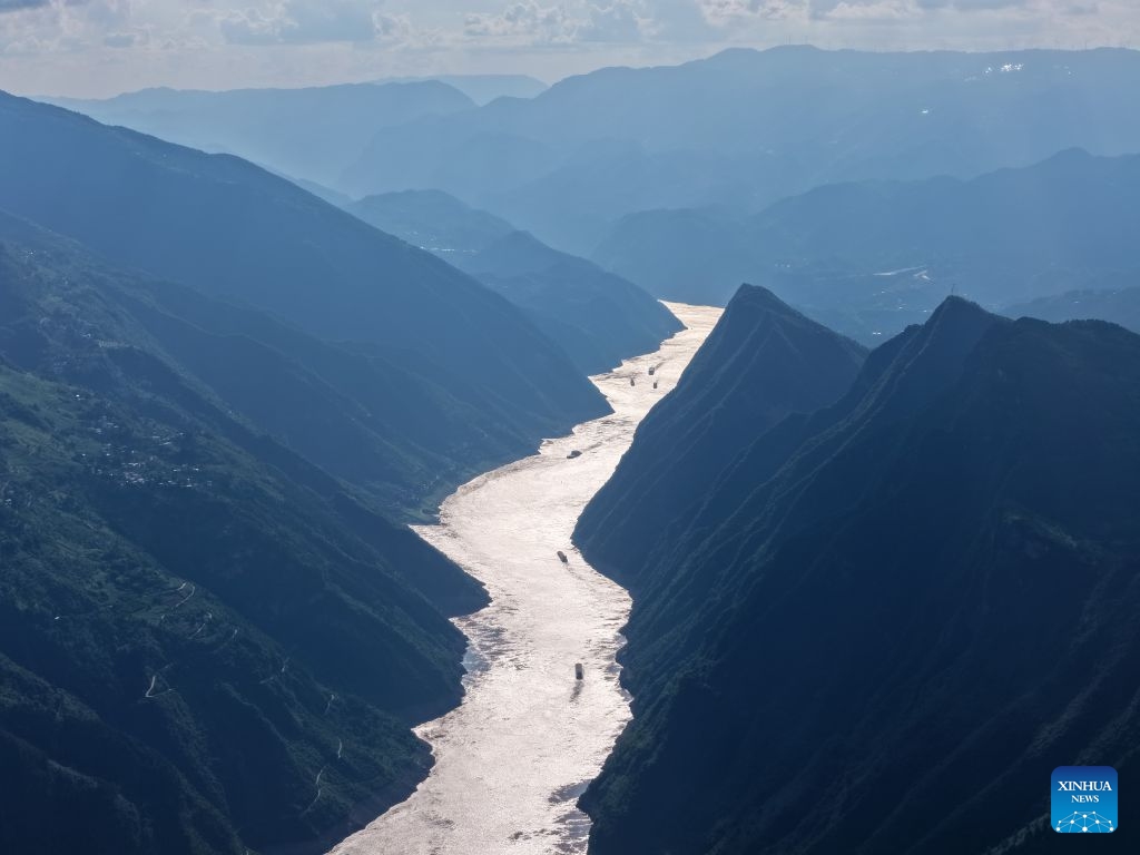 This aerial drone photo taken on July 6, 2026 shows a view of Wuxiakou scenic area in Badong County, central China's Hubei Province. (Photo: Xinhua)