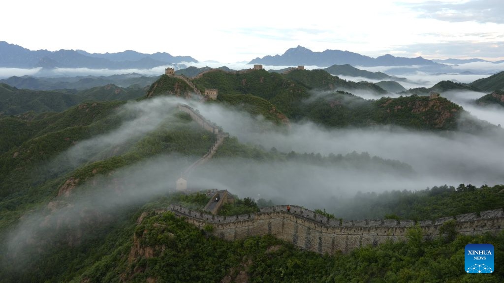 This photo taken on July 6, 2026 shows the clouds scenery after rainfall at the Jinshanling section of the Great Wall at Luanping County of Chengde City, north China's Hebei Province. (Photo: Xinhua)