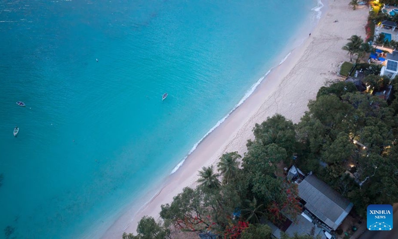 An aerial drone photo taken on July 6, 2026 shows a view of the west coast near Bridgetown, capital of Barbados. (Photo: Xinhua)