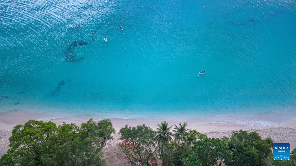 An aerial drone photo taken on July 6, 2026 shows a view of the west coast near Bridgetown, capital of Barbados. (Photo: Xinhua)
