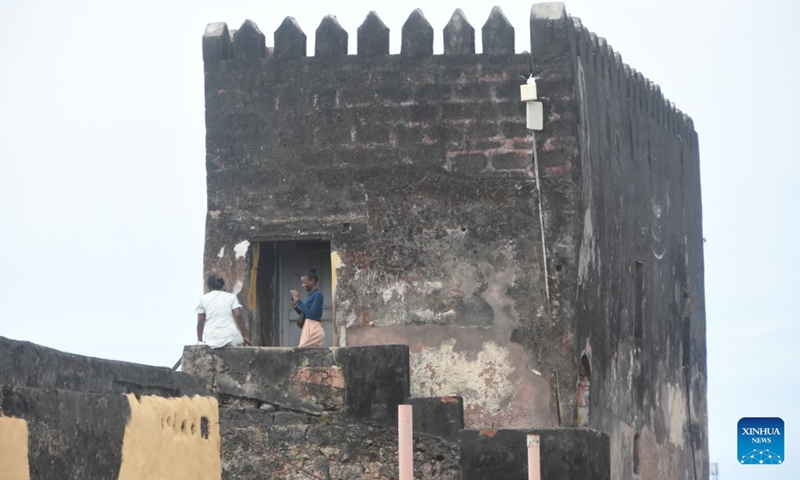 Tourists visit Fort Jesus in the Old Town of Mombasa, Kenya, July 7, 2026. The Old Town of Mombasa, located on the southeastern side of Mombasa Island in Kenya, was once home to Swahili, Arab, Portuguese and other communities. As one of the best-preserved historic Swahili districts in East Africa, it remains an important center for preserving and showcasing Swahili culture. Rich in multicultural heritage and historical landmarks, the Old Town is also one of Kenya's major tourist destinations. (Photo: Xinhua)