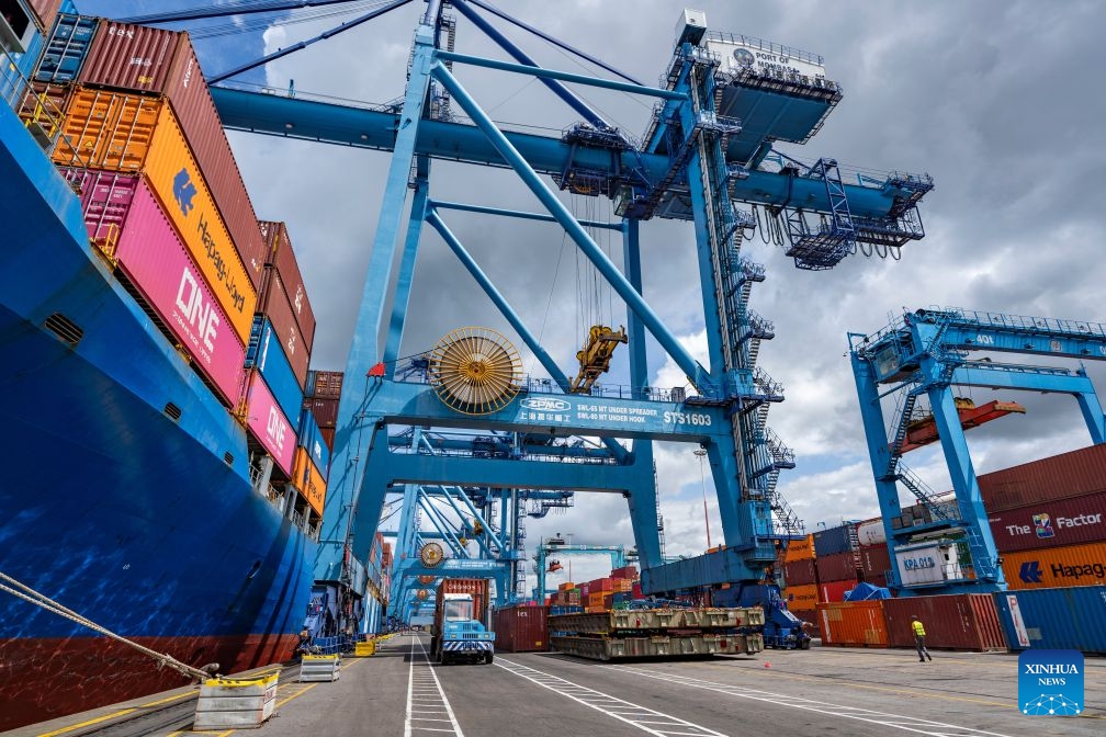 This photo taken on July 8, 2026 shows a view of the Port of Mombasa in Mombasa, Kenya. The Port of Mombasa, located on Kenya's southeastern coast along the Indian Ocean, is the largest port in East Africa. (Photo: Xinhua)