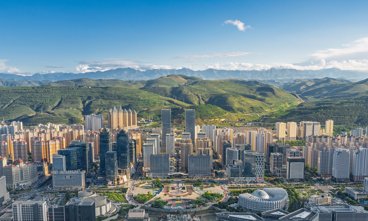 An aerial shot of Xining, capital of Qinghai Province Photo: VCG