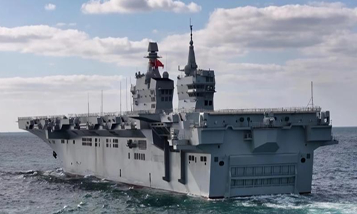 Screenshot of new footage offers full view of China's Type 076 amphibious assault ship Sichuan Photo: china.cnr.com