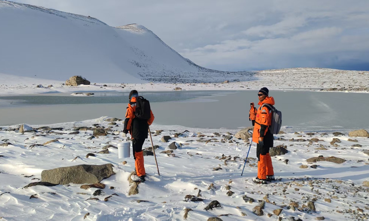 Expedition members at Qinling Station carry out field research. Photo: courtesy of an expedition member
