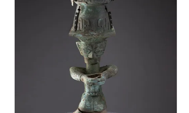 The bronze kneeling figurine unearthed at Sanxingdui Ruins. Photo: Xinhua

