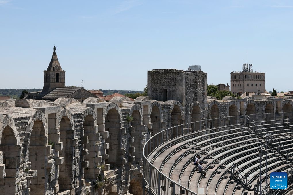 Tourists visit the Arles Amphitheatre in Arles, France, on July 8, 2026. (Xinhua/Wu Huiwo)