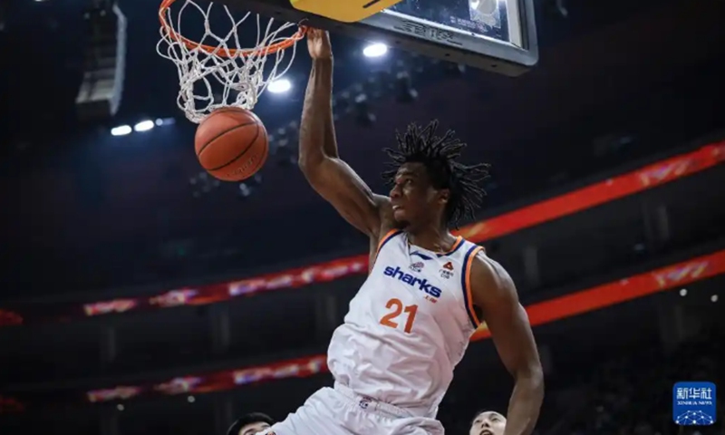 Hassan Whiteside plays for Shanghai Sharks of the Chinese Basketball Association. Photo: Xinhua