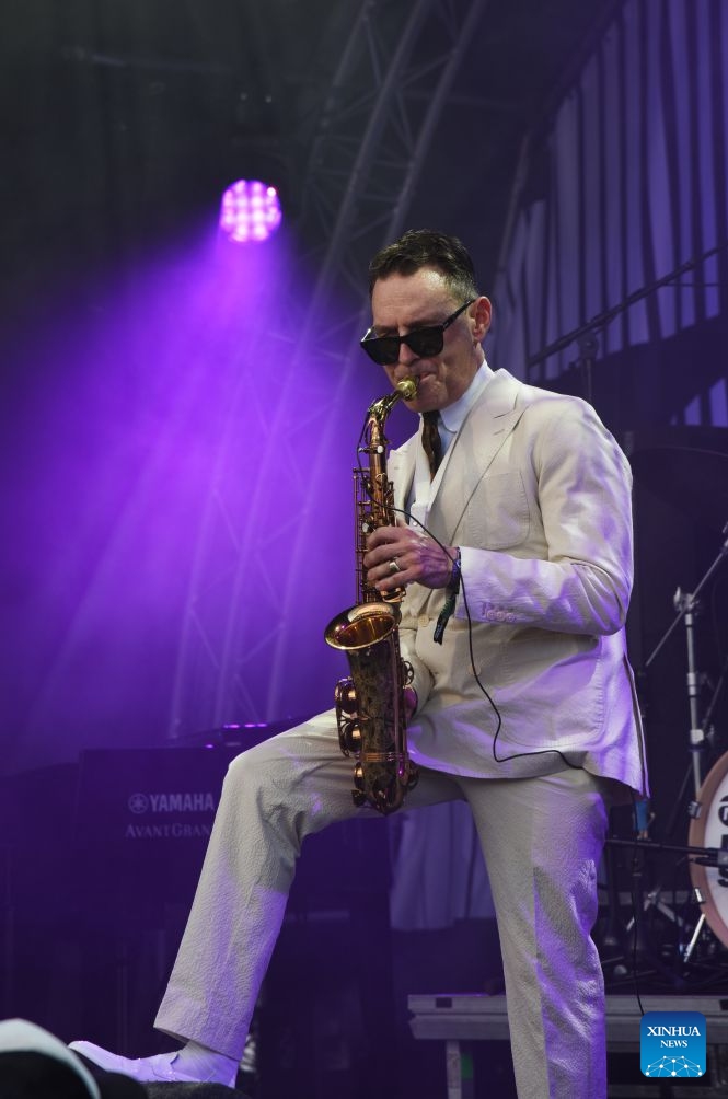 A saxophonist performs during the opening day of the 50th North Sea Jazz Festival in Rotterdam, the Netherlands on July 10, 2026. (Photo: Xinhua)