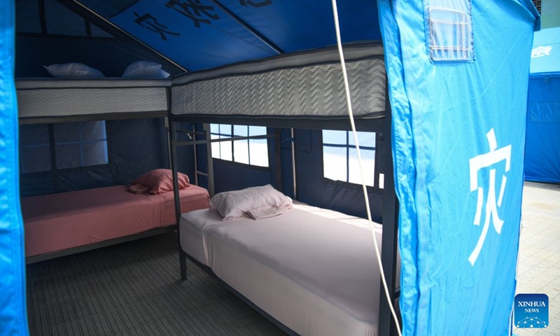 This photo taken on July 10, 2026 shows an interior view of a tent donated by China for those affected by two earthquakes at a temporary camp in Catia la Mar, La Guaira state, Venezuela. On the streets of Catia la Mar, a coastal town in La Guaira state and among the areas hit hardest by Venezuela's June 24 twin earthquakes, China's humanitarian aid has become a visible presence. (Photo by Marcos Salgado/Xinhua)