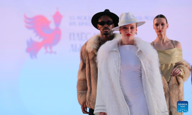 Models present creations during a fashion show in Plyos, Russia, on July 11, 2026.
The fashion show held here Saturday night along the Volga River featured designs by designers from different countries such as Russia, Belarus and Kazakhstan. (Xinhua/Zheng Yue)