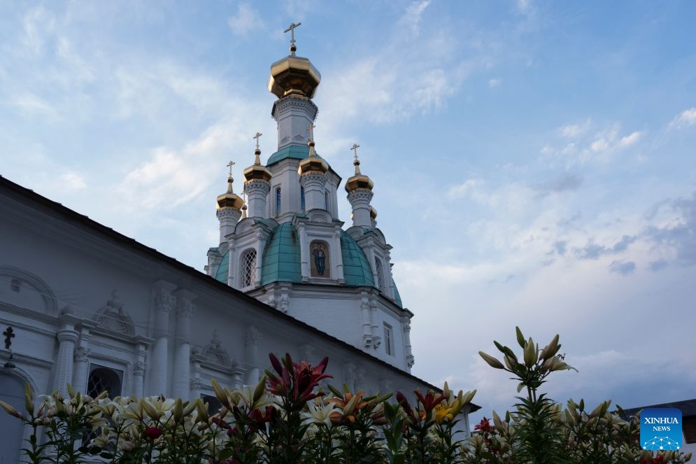 This photo taken on July 9, 2026 shows a view of the St. Vvedensky Tolga Convent in Yaroslavl, Russia. (Xinhua/Gao Wei)