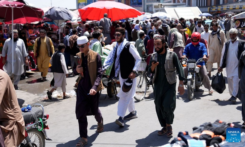 This photo taken on July 12, 2026 shows people at a market in Kabul, Afghanistan. Afghanistan's national population has climbed to 37.2 million, reflecting a year-on-year increase of 2.2 percent, according to official figures released by the country's National Statistics and Information Authority (NSIA) on Saturday. (Photo by Saifurahman Safi/Xinhua)