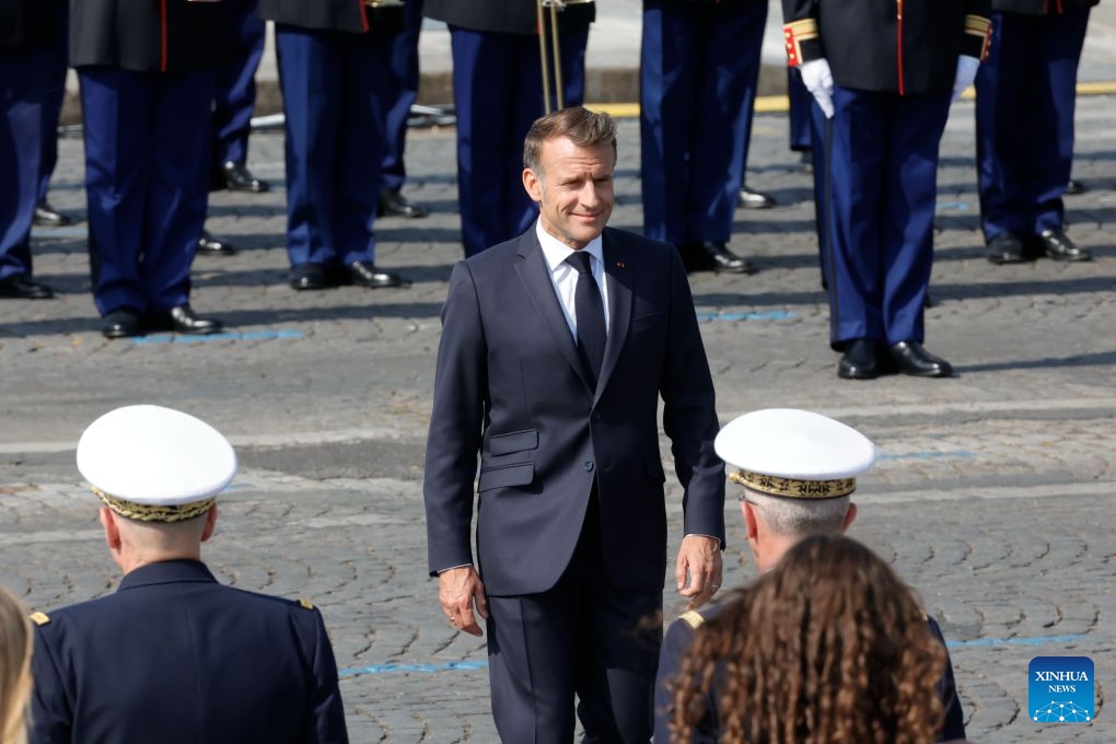 French President Emmanuel Macron attends the annual Bastille Day military parade in Paris, France, on July 14, 2026. (Photo: Xinhua)