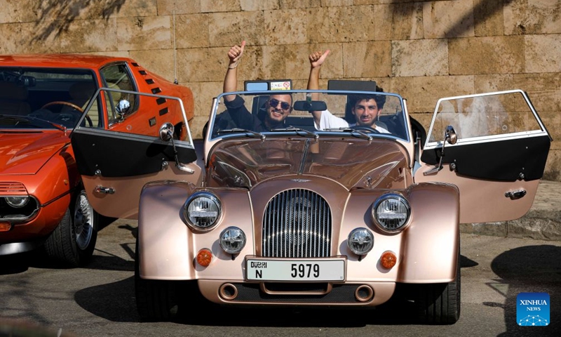 People visit the classic cars exhibition in Aley, Lebanon, July 12, 2026. (Photo: Xinhua)