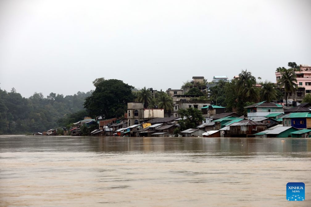 This photo taken on July 12, 2026 shows a flood-affected area in Cox's Bazar district, Bangladesh. Floods that have swept parts of Bangladesh for about a week have killed 51 people, said a senior official on Sunday. According to the latest daily disaster situation report released by the country's Ministry of Disaster Management and Relief, more than 1.02 million people were marooned by floods in seven out of the country's total 64 districts. (Photo: Xinhua)