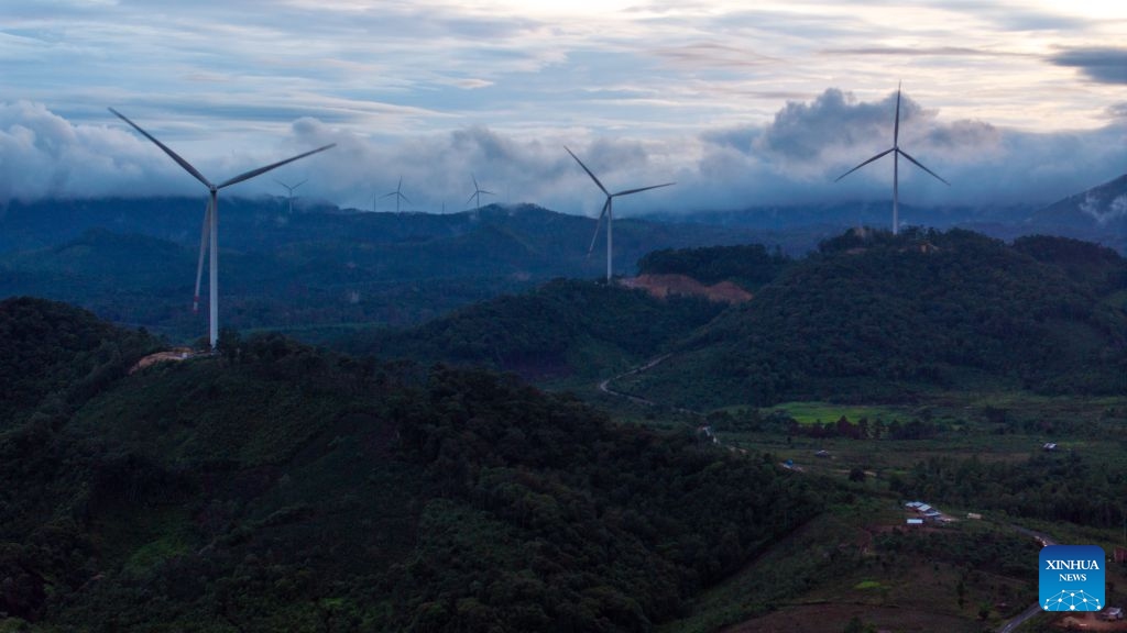 An aerial drone photo taken on July 12, 2026 shows a view of Dakcheung district in Sekong Province, Laos. (Photo: Xinhua)