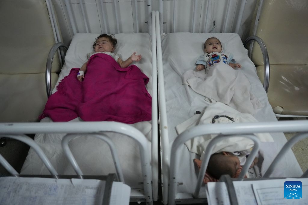 Malnourished children are pictured at the Indira Gandhi Institute of Child Health in Kabul, Afghanistan, July 13, 2026. The UN Children's Fund (UNICEF) has raised the alarm that 3.7 million children under the age of 5 in Afghanistan are at heightened risk of malnutrition, according to a new report issued on Sunday. (Photo: Xinhua)