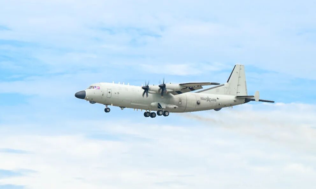 A Y-9 anti-submarine patrol aircraft affiliated with a naval aviation unit of the Chinese People's Liberation Army Southern Theater Command participates in a submarine search and attack training exercises in the summer of 2026. Photo: screenshot from South Sea Fleet WeChat account