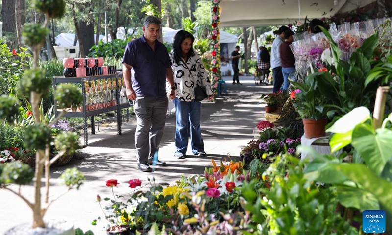 People visit the San Angel Flower Fair in Mexico City, Mexico, July 14, 2026. The annual event features flower markets, handicraft displays and cultural performances, highlighting local horticulture traditions, folk art and the historic charm of the district. (Photo: Xinhua)