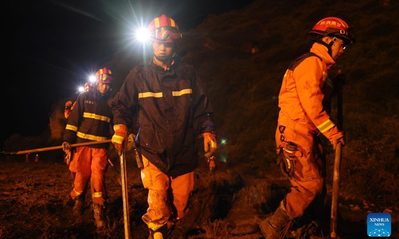 Rescue operations are underway at the flood-hit area in Weiyuan County, northwest China's Gansu Province, July 26, 2026. 