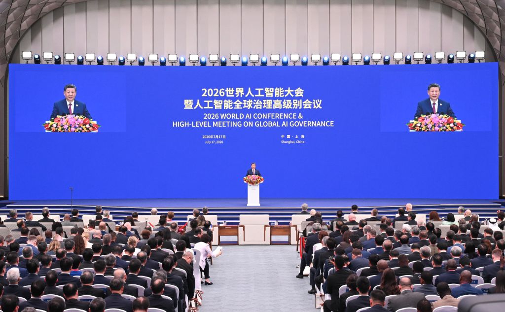 Chinese President Xi Jinping delivers a keynote speech at the opening ceremony of the 2026 World AI Conference and High-Level Meeting on Global AI Governance in Shanghai, east China, July 17, 2026. (Photo: Xinhua)