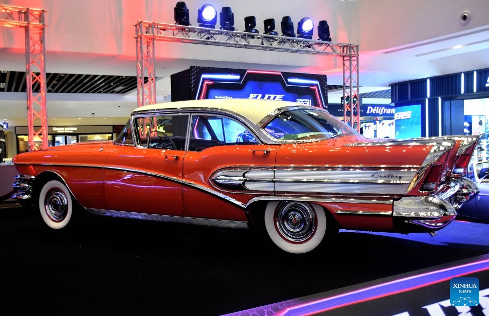 This photo shows a classic car during a show in Colombo, Sri Lanka, on July 18, 2026. A classic car show was held on Saturday at the Havelock City Mall in Colombo. (Photo: Xinhua)